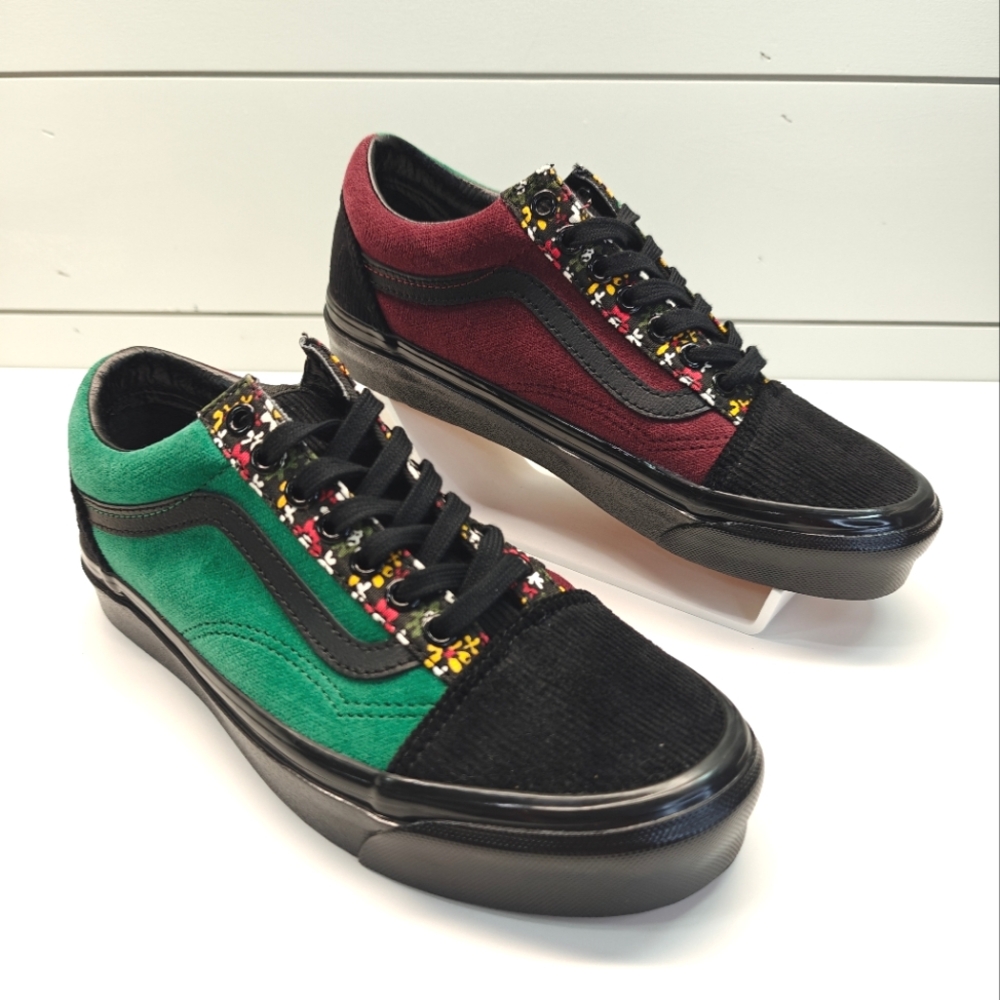 Vans Old Skool 36 DX Anaheim Factory Velvet Floral Green Burgundy size Women's 8